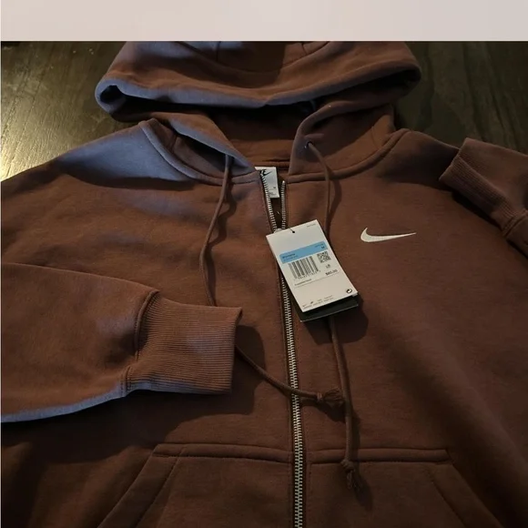 Nike Chocolate Brown Hoodie with White Logo - Picture 2 of 5